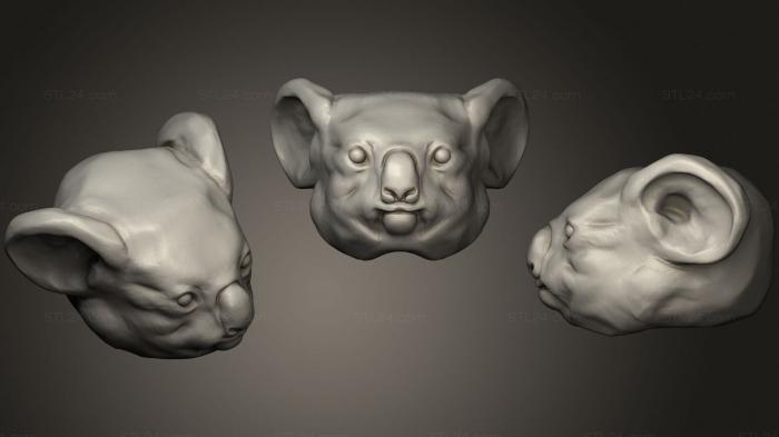 Статуэтки животных (Коала 2, STKJ_2298) 3D модель для ЧПУ станка